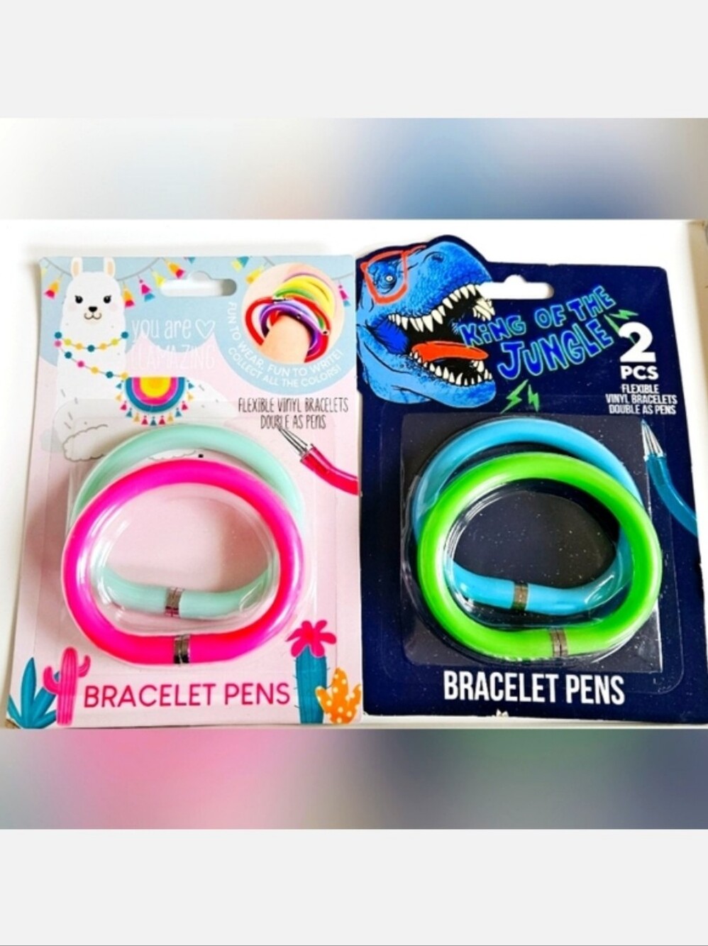 NWT 》2pks/4pcs《 FLEXIBLE VINYL BRACELET PENS O/S: BLUE, GREEN, TEAL, PINK!